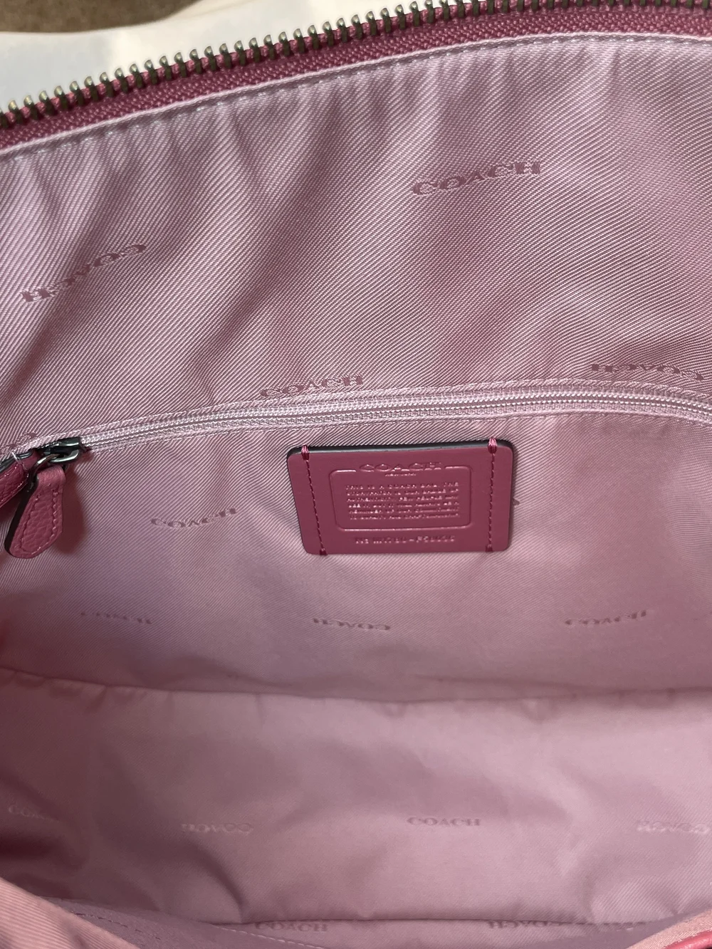 Coach Chelsea Pebbled Leather Hobo Bag in Rose Pink/Pewter F58036